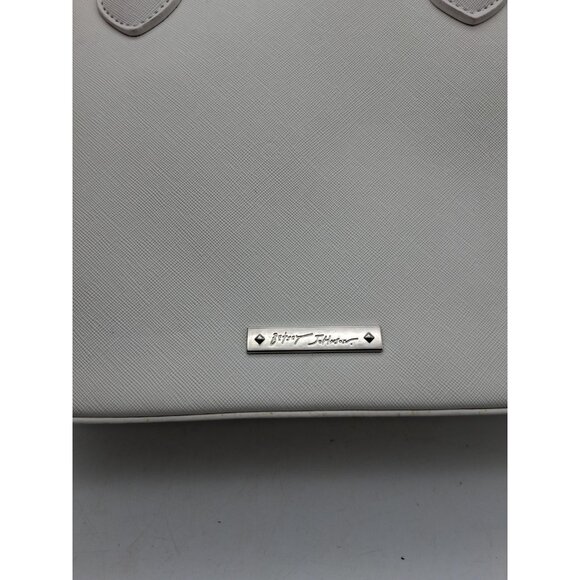 Betsey Johnson White w/ Butterfly Scarf Handbag Purse Handles & Strap Zipper - Picture 5 of 15